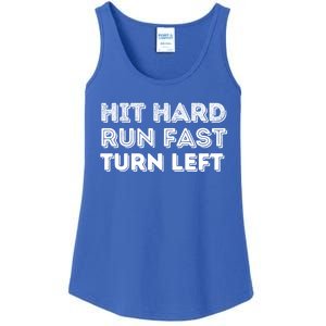 Hit Hard Run Fast Turn Left Gift Baseball Lover And Softball Fan Funny Gift Ladies Essential Tank