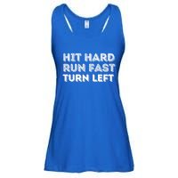 Hit Hard Run Fast Turn Left Gift Baseball Lover And Softball Fan Funny Gift Ladies Essential Flowy Tank