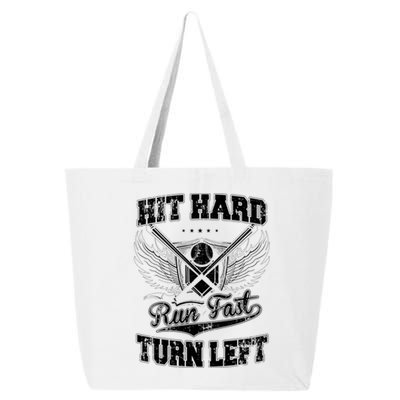 Hit Hard Run Fast Turn Left Funny Baseball Vintage Cool Gift 25L Jumbo Tote