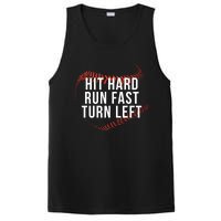 Hit Hard Run Fast Turn Left Funny Baseball Player & Fan PosiCharge Competitor Tank