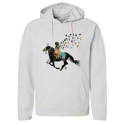 Horse Horseback Riding Life Nature Bird Horse Girls Women Performance Fleece Hoodie