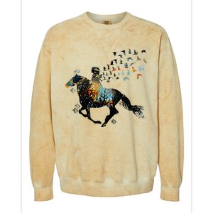 Horse Horseback Riding Life Nature Bird Horse Girls Women Colorblast Crewneck Sweatshirt