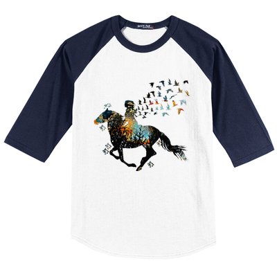 Horse Horseback Riding Life Nature Bird Horse Girls Women Baseball Sleeve Shirt