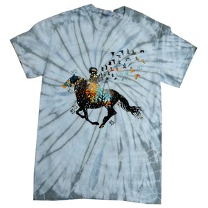 Horse Horseback Riding Life Nature Bird Horse Girls Women Tie-Dye T-Shirt