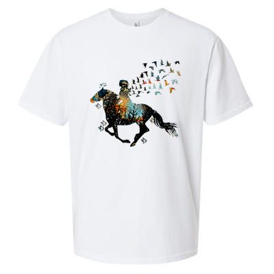 Horse Horseback Riding Life Nature Bird Horse Girls Women Sueded Cloud Jersey T-Shirt