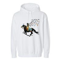 Horse Horseback Riding Life Nature Bird Horse Girls Women Garment-Dyed Fleece Hoodie