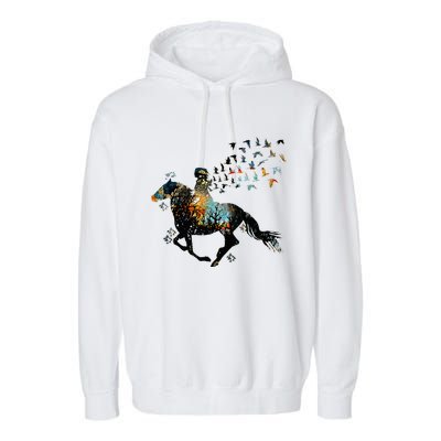 Horse Horseback Riding Life Nature Bird Horse Girls Women Garment-Dyed Fleece Hoodie