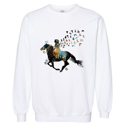 Horse Horseback Riding Life Nature Bird Horse Girls Women Garment-Dyed Sweatshirt