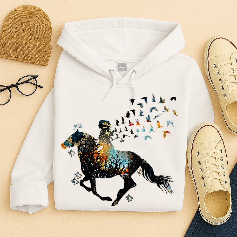 Horse Horseback Riding Life Nature Bird Horse Girls Women Hoodie