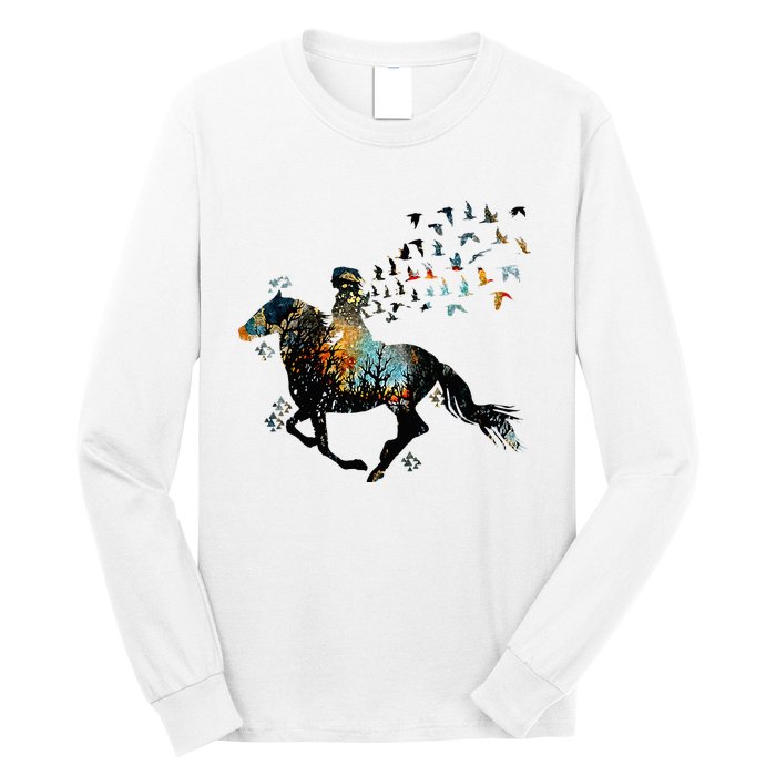 Horse Horseback Riding Life Nature Bird Horse Girls Women Long Sleeve Shirt