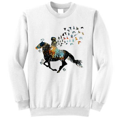 Horse Horseback Riding Life Nature Bird Horse Girls Women Sweatshirt