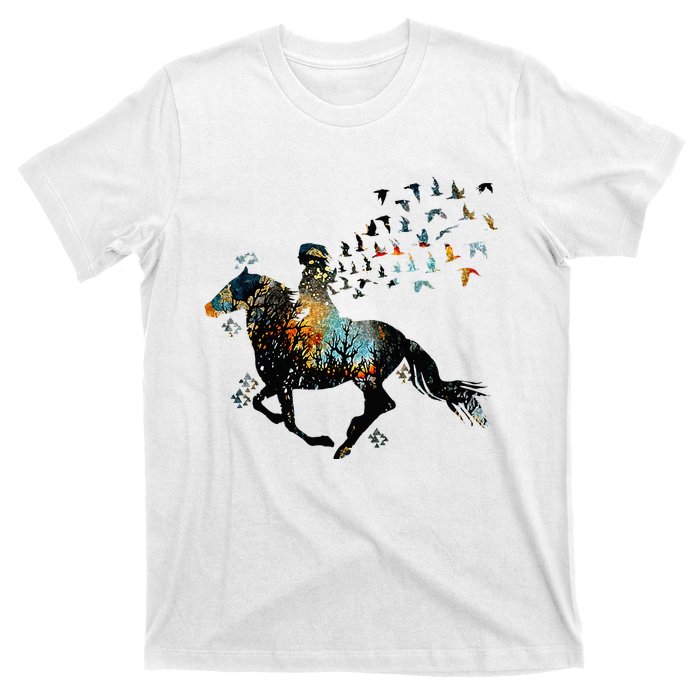 Horse Horseback Riding Life Nature Bird Horse Girls Women T-Shirt