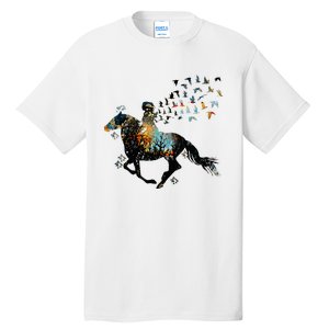 Horse Horseback Riding Life Nature Bird Horse Girls Women Tall T-Shirt