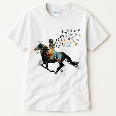 Horse Horseback Riding Life Nature Bird Horse Girls Women Tall T-Shirt