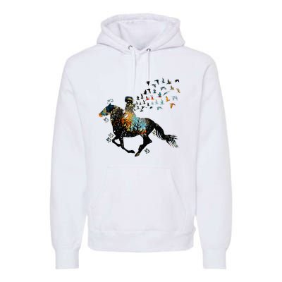 Horse Horseback Riding Life Nature Bird Horse Girls Women Premium Hoodie