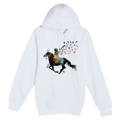 Horse Horseback Riding Life Nature Bird Horse Girls Women Premium Pullover Hoodie