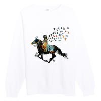 Horse Horseback Riding Life Nature Bird Horse Girls Women Premium Crewneck Sweatshirt