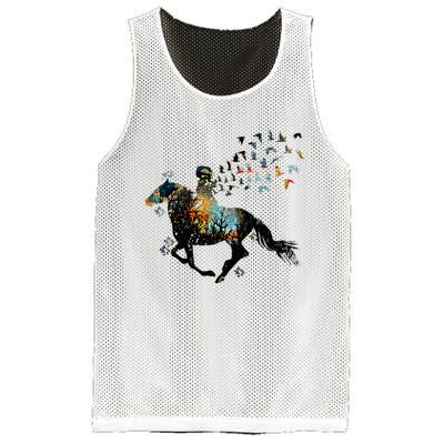 Horse Horseback Riding Life Nature Bird Horse Girls Women Mesh Reversible Basketball Jersey Tank