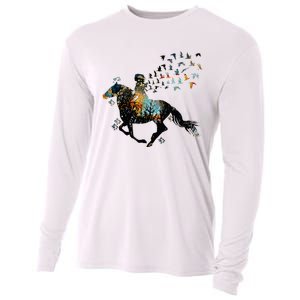 Horse Horseback Riding Life Nature Bird Horse Girls Women Cooling Performance Long Sleeve Crew