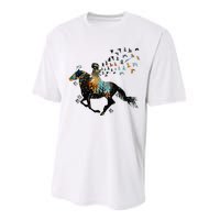 Horse Horseback Riding Life Nature Bird Horse Girls Women Performance Sprint T-Shirt