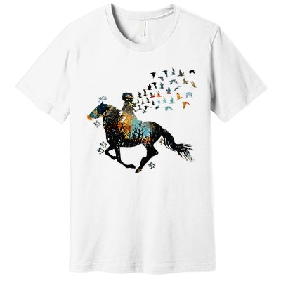 Horse Horseback Riding Life Nature Bird Horse Girls Women Premium T-Shirt