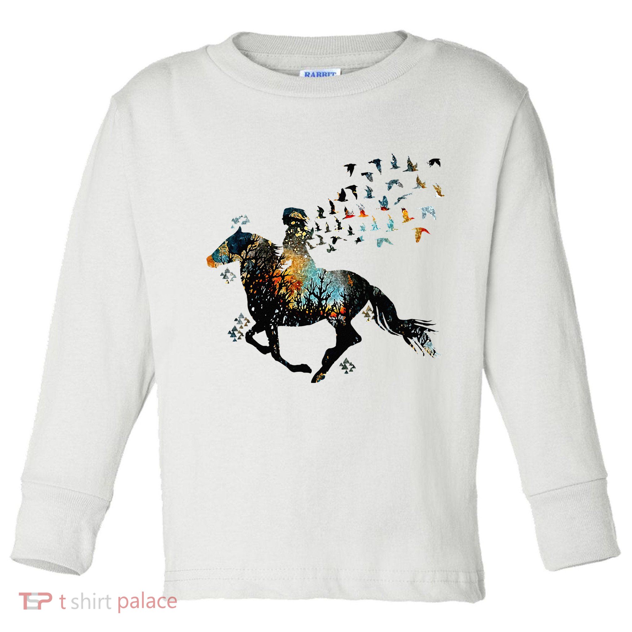 Horse Horseback Riding Life Nature Bird Horse Girls Women Toddler Long Sleeve Shirt