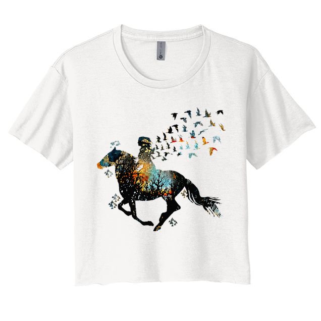 Horse Horseback Riding Life Nature Bird Horse Girls Women Crop Top