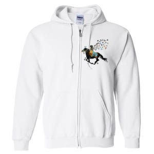 Horse Horseback Riding Life Nature Bird Horse Girls Women Full Zip Hoodie