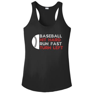 Hit Hard Run Fast Turn Left Ladies PosiCharge Competitor Racerback Tank