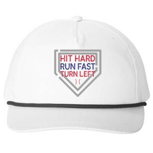 Hit Hard Run Fast Turn Left Baseball Diamond Gift Snapback Five-Panel Rope Hat