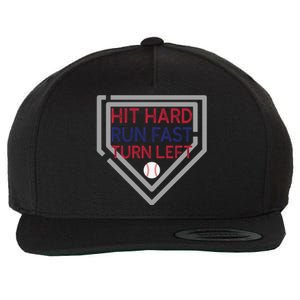 Hit Hard Run Fast Turn Left Baseball Diamond Gift Wool Snapback Cap