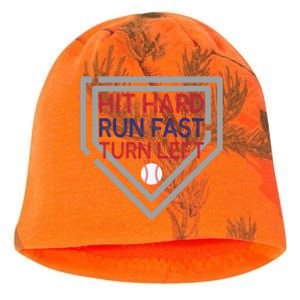 Hit Hard Run Fast Turn Left Baseball Diamond Gift Kati - Camo Knit Beanie