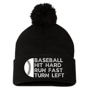 Hit Hard Run Fast Turn Left Pom Pom 12in Knit Beanie