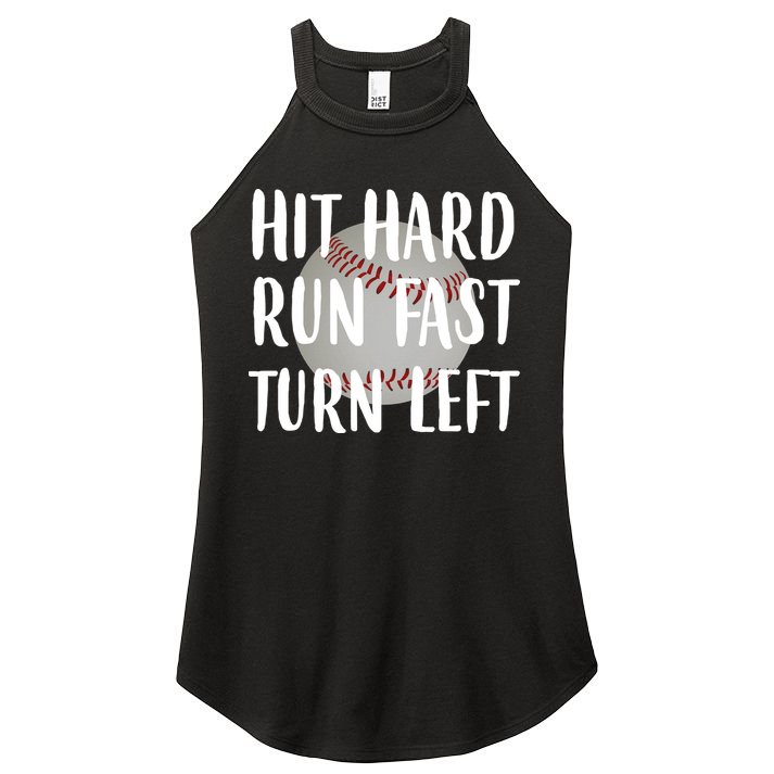 Hit Hard Run Fast Turn Left Baseball Women's Perfect Tri Rocker Tank