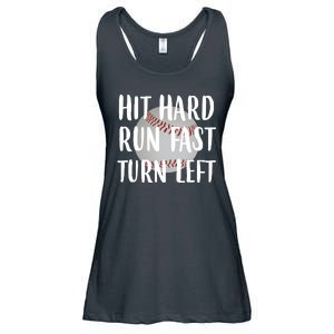 Hit Hard Run Fast Turn Left Baseball Ladies Essential Flowy Tank