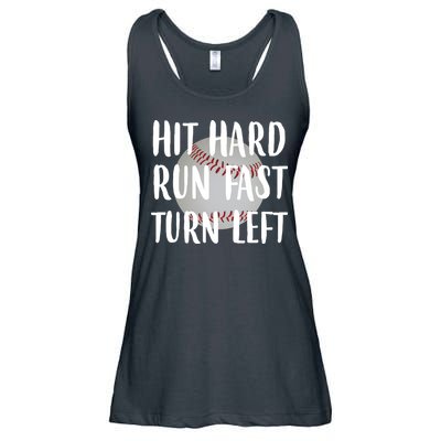 Hit Hard Run Fast Turn Left Baseball Ladies Essential Flowy Tank