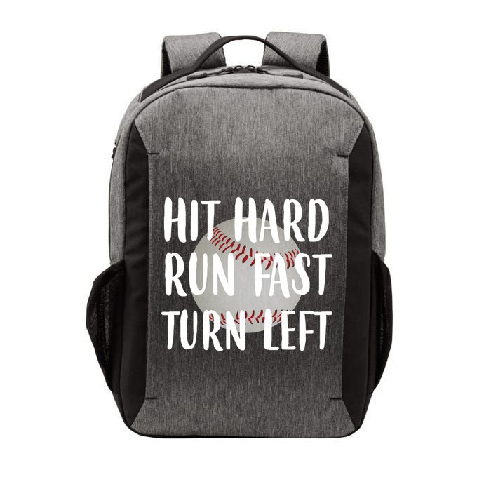 Hit Hard Run Fast Turn Left Baseball Vector Backpack