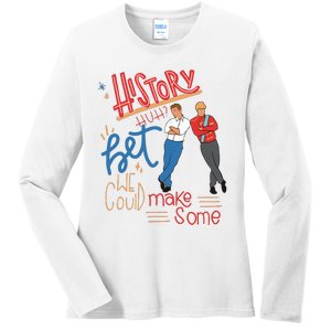 History Huh Red White And Royal Blue Ladies Long Sleeve Shirt