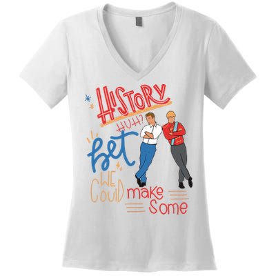 History Huh Red White And Royal Blue Women's V-Neck T-Shirt