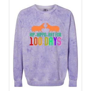 Hip Hippo Ray For 100 Days Of School Hip Hip Hooray Colorblast Crewneck Sweatshirt