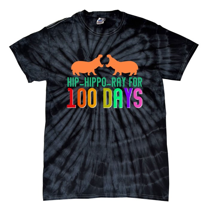 Hip Hippo Ray For 100 Days Of School Hip Hip Hooray Tie-Dye T-Shirt