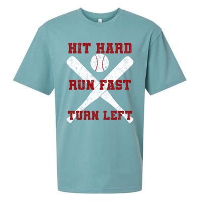 Hit Hard Run Fast Turn Left Baseball Player Gift Sueded Cloud Jersey T-Shirt