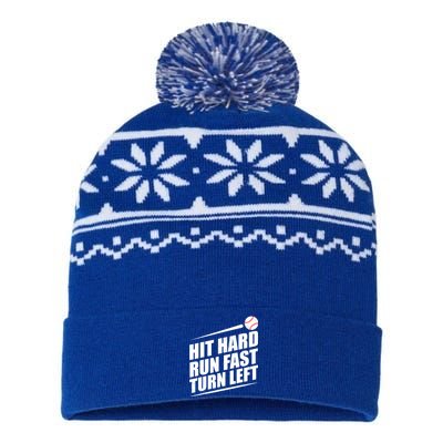 Hit Hard Run Fast Turn Left Gift USA-Made Snowflake Beanie