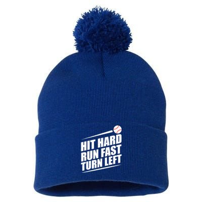 Hit Hard Run Fast Turn Left Gift Pom Pom 12in Knit Beanie