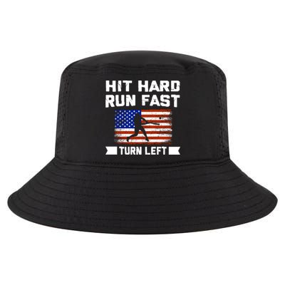 Hit Hard Run Fast Turn Left Baseball Gift Cool Comfort Performance Bucket Hat