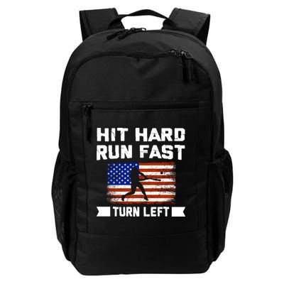 Hit Hard Run Fast Turn Left Baseball Gift Backpack