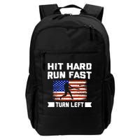 Hit Hard Run Fast Turn Left Baseball Gift Backpack