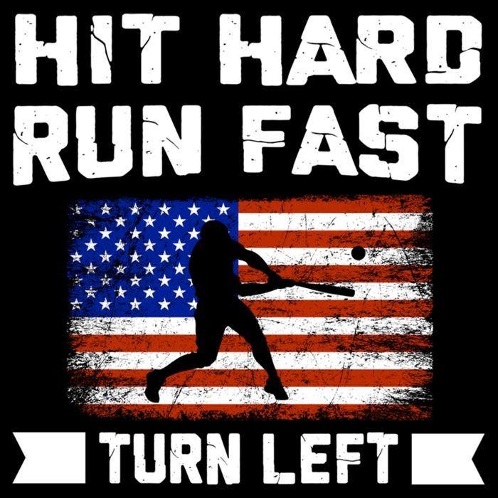 Hit Hard Run Fast Turn Left Baseball Gift Drawstring Bag