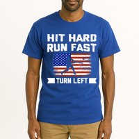Hit Hard Run Fast Turn Left Baseball Gift Tall T-Shirt