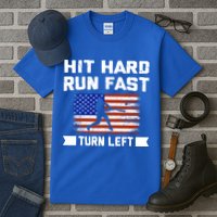 Hit Hard Run Fast Turn Left Baseball Gift Tall T-Shirt